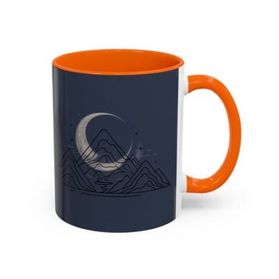 Midnight Mountain Moon Mug, Ceramic Cup, 11oz 15oz Tea Cup, Kitchen Decor Gift, - Thumbnail 2
