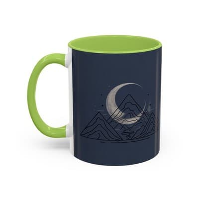 Midnight Mountain Moon Mug, Ceramic Cup, 11oz 15oz Tea Cup, Kitchen Decor Gift, - Thumbnail 3