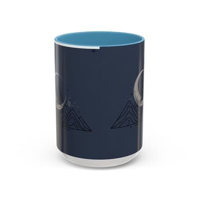 Midnight Mountain Moon Mug, Ceramic Cup, 11oz 15oz Tea Cup, Kitchen Decor Gift, - Image 1