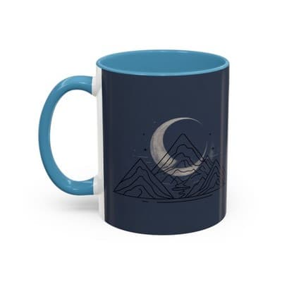 Midnight Mountain Moon Mug, Ceramic Cup, 11oz 15oz Tea Cup, Kitchen Decor Gift, - Thumbnail 7