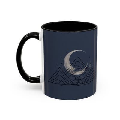 Midnight Mountain Moon Mug, Ceramic Cup, 11oz 15oz Tea Cup, Kitchen Decor Gift, - Thumbnail 7