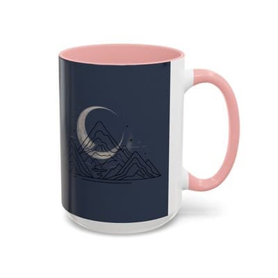 Midnight Mountain Moon Mug, Ceramic Cup, 11oz 15oz Tea Cup, Kitchen Decor Gift, - Thumbnail 2