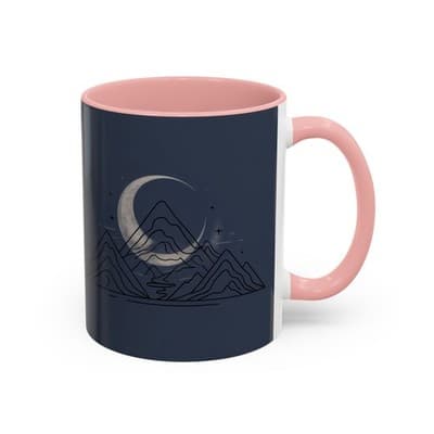 Midnight Mountain Moon Mug, Ceramic Cup, 11oz 15oz Tea Cup, Kitchen Decor Gift, - Thumbnail 6