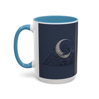 Midnight Mountain Moon Mug, Ceramic Cup, 11oz 15oz Tea Cup, Kitchen Decor Gift, - Thumbnail 3