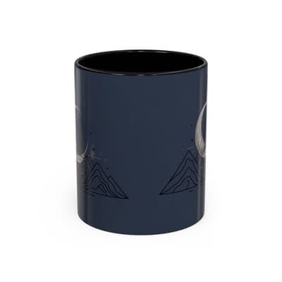 Midnight Mountain Moon Mug, Ceramic Cup, 11oz 15oz Tea Cup, Kitchen Decor Gift, - Thumbnail 6