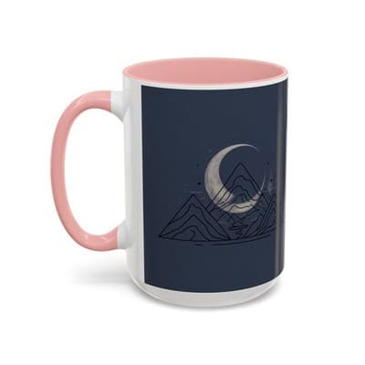 Midnight Mountain Moon Mug, Ceramic Cup, 11oz 15oz Tea Cup, Kitchen Decor Gift, - Thumbnail 3