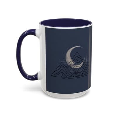 Midnight Mountain Moon Mug, Ceramic Cup, 11oz 15oz Tea Cup, Kitchen Decor Gift, - Thumbnail 7