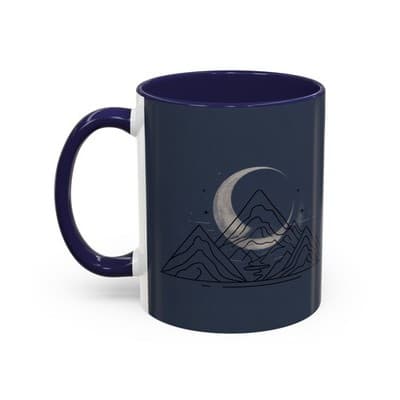 Midnight Mountain Moon Mug, Ceramic Cup, 11oz 15oz Tea Cup, Kitchen Decor Gift, - Thumbnail 3