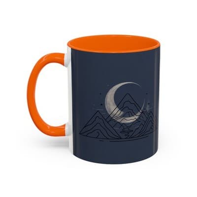Midnight Mountain Moon Mug, Ceramic Cup, 11oz 15oz Tea Cup, Kitchen Decor Gift, - Thumbnail 3