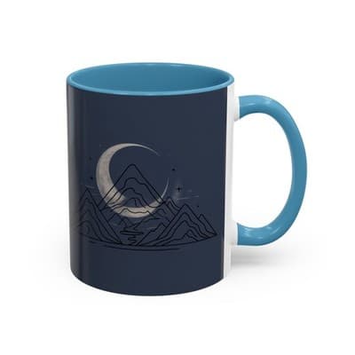 Midnight Mountain Moon Mug, Ceramic Cup, 11oz 15oz Tea Cup, Kitchen Decor Gift, - Thumbnail 6