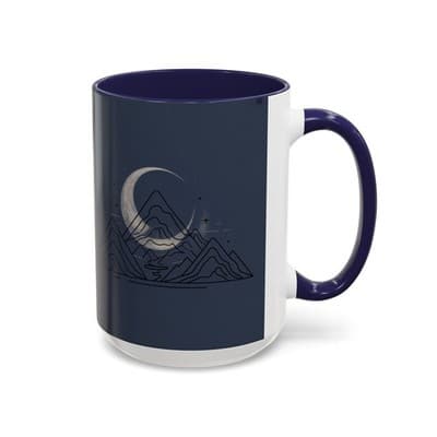 Midnight Mountain Moon Mug, Ceramic Cup, 11oz 15oz Tea Cup, Kitchen Decor Gift, - Thumbnail 6