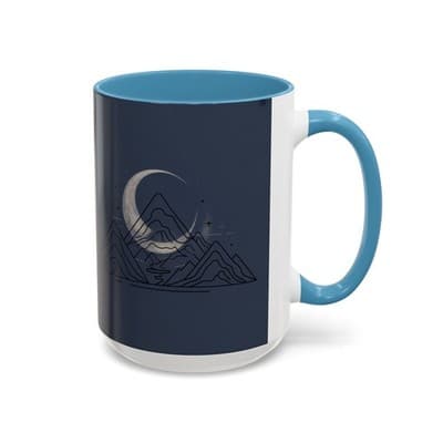 Midnight Mountain Moon Mug, Ceramic Cup, 11oz 15oz Tea Cup, Kitchen Decor Gift, - Thumbnail 2