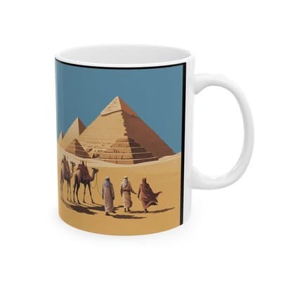 Pyramid Adventure Mug, Desert Landscape Coffee Cup - Unique Ceramic Drinkware, - Thumbnail 4