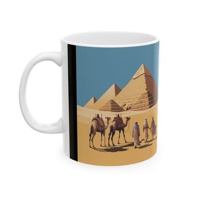 Pyramid Adventure Mug, Desert Landscape Coffee Cup - Unique Ceramic Drinkware, - Thumbnail 3