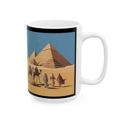 Pyramid Adventure Mug, Desert Landscape Coffee Cup - Unique Ceramic Drinkware, - Thumbnail 4