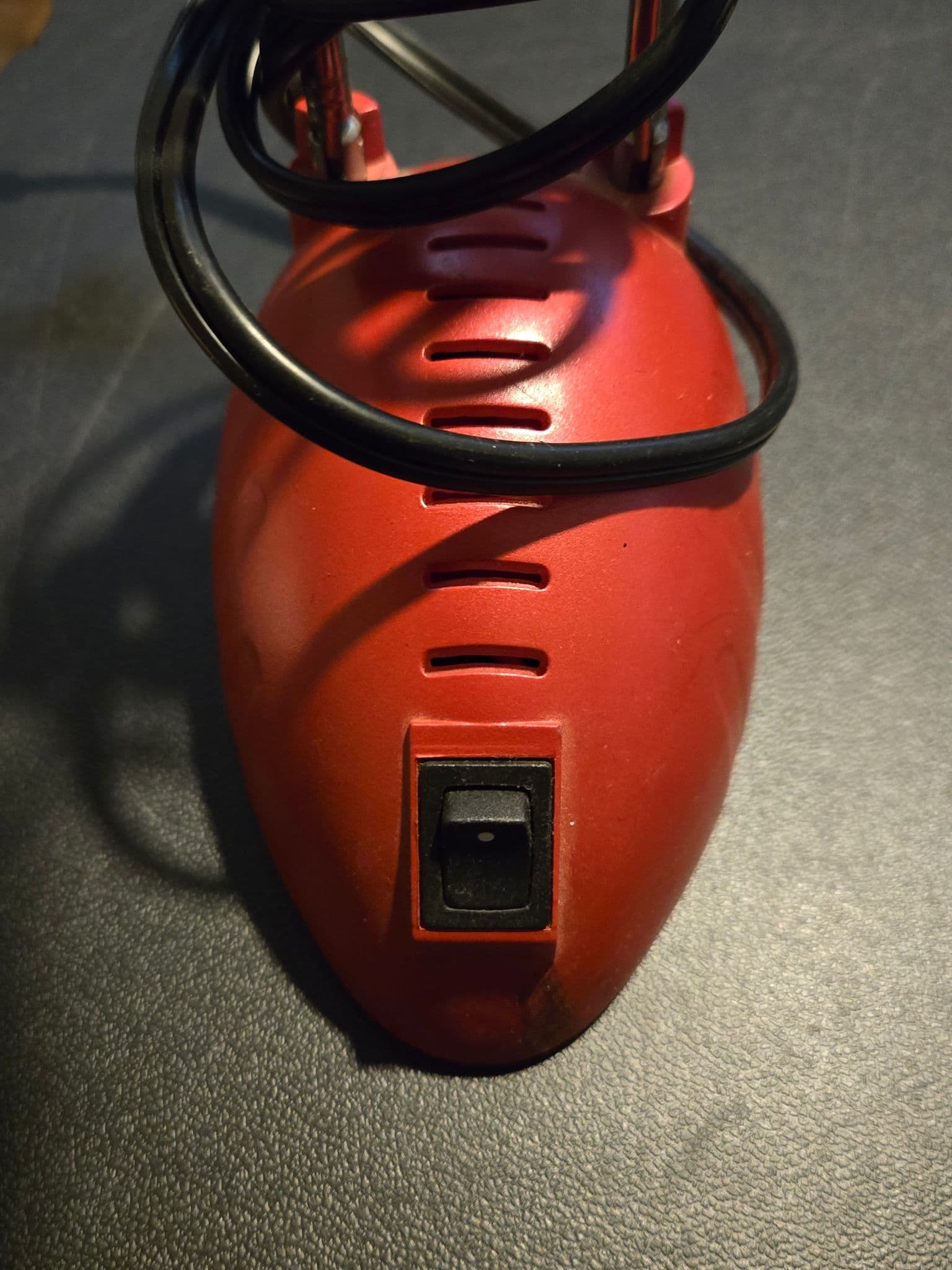 Red Adjustable Desk Lamp Dual Head Foldable Arm Metal Task Lamp Vintage w/ Cord - Image 1