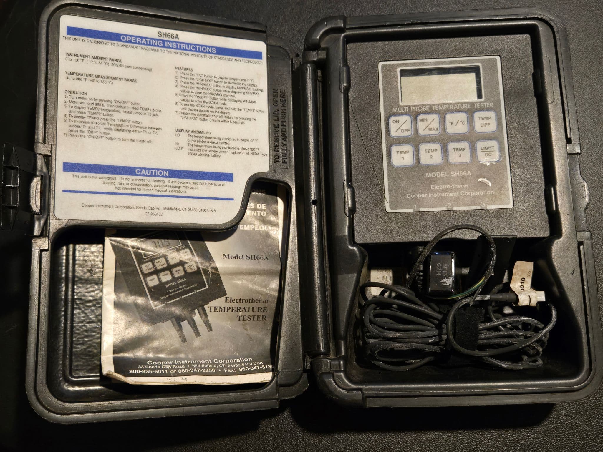 Cooper SH66A Multi Probe Temperature Tester Electro-therm With Case Probe Manual - Image 1