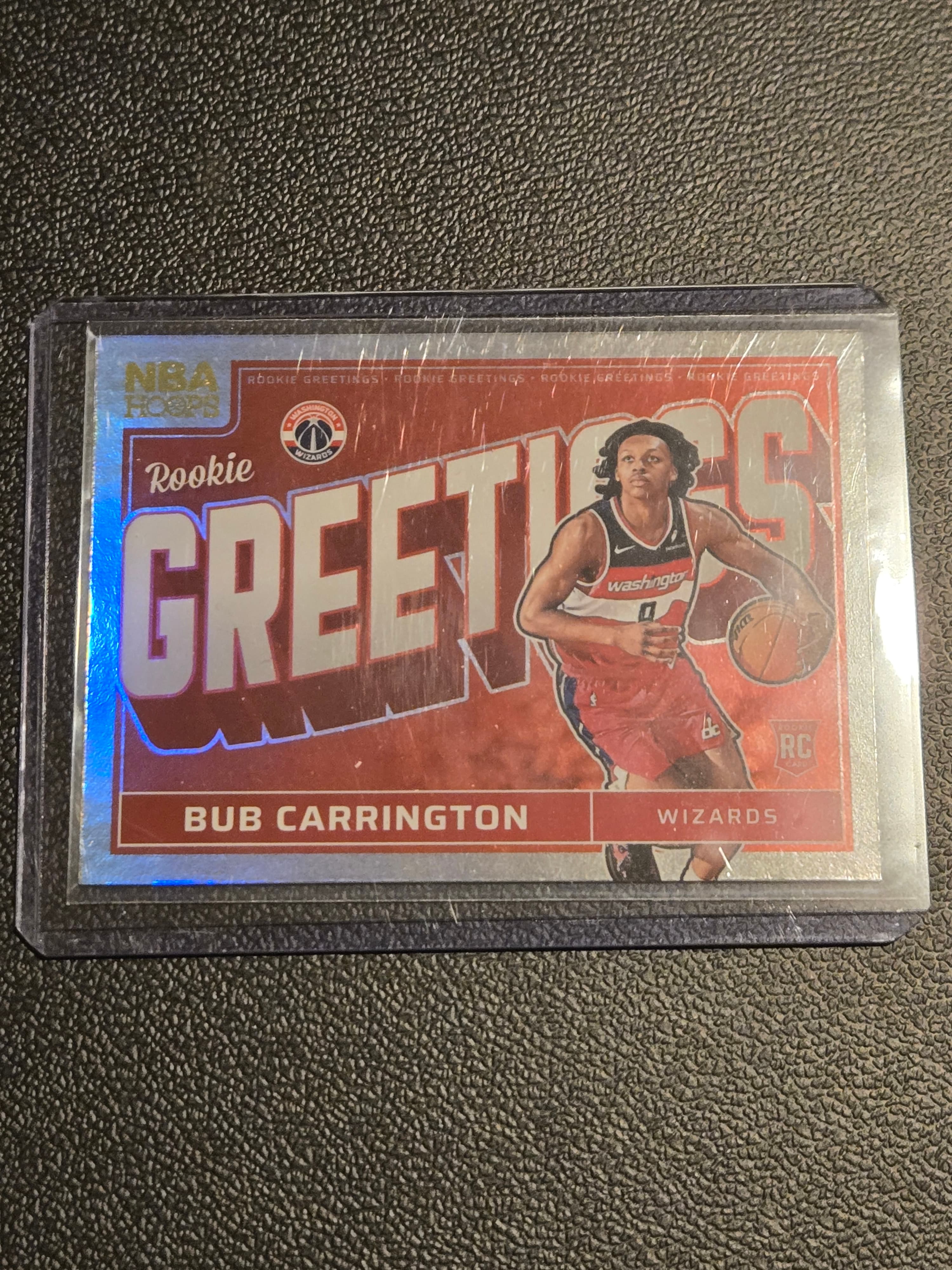 2024-25 Hoops #11 Bub Carrington Rookie Greetings - Image 1