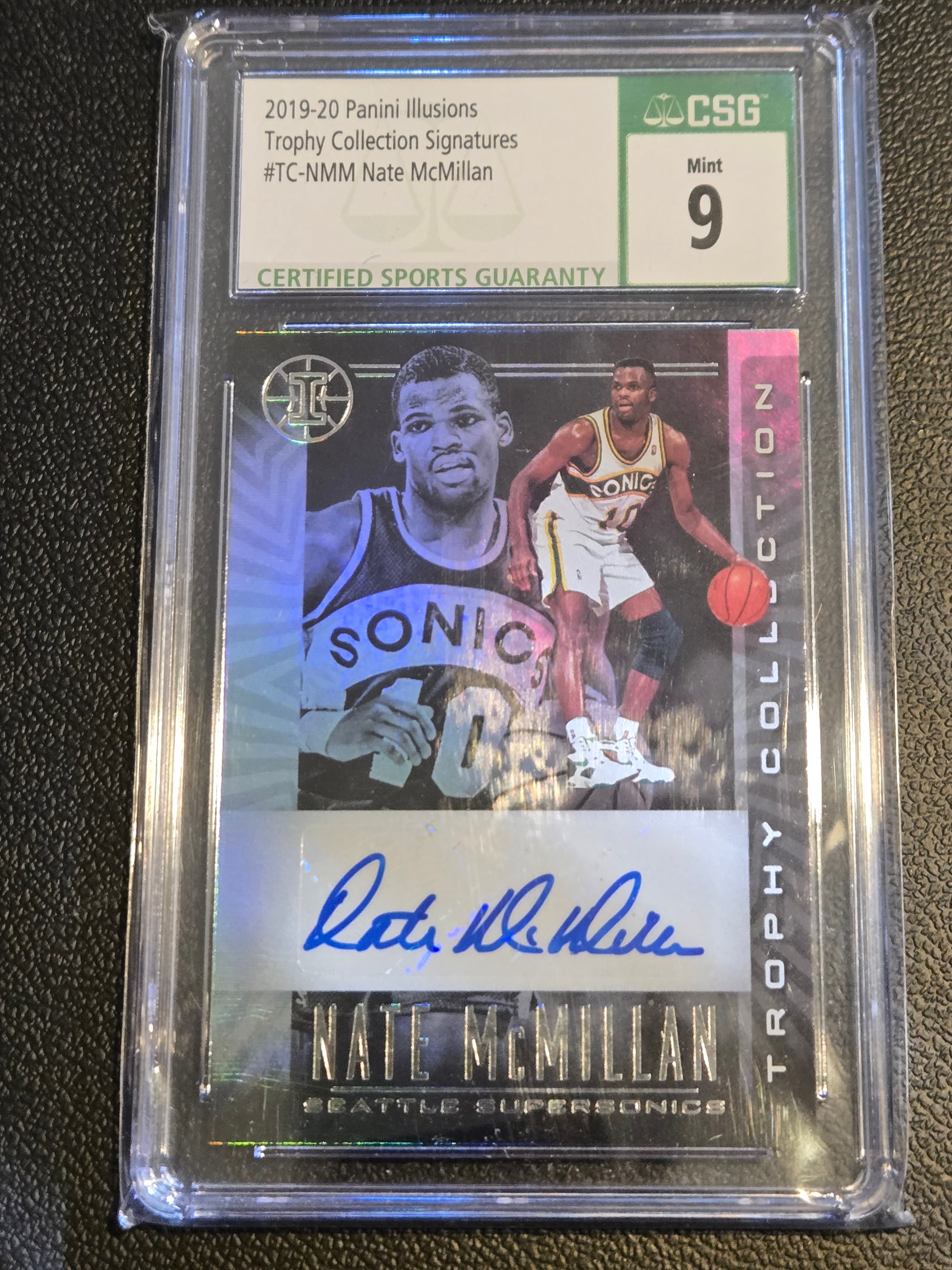 2019-20 Panini Illusions #TC-NMM Nate McMillan Trophy Collection Signatures - Image 1