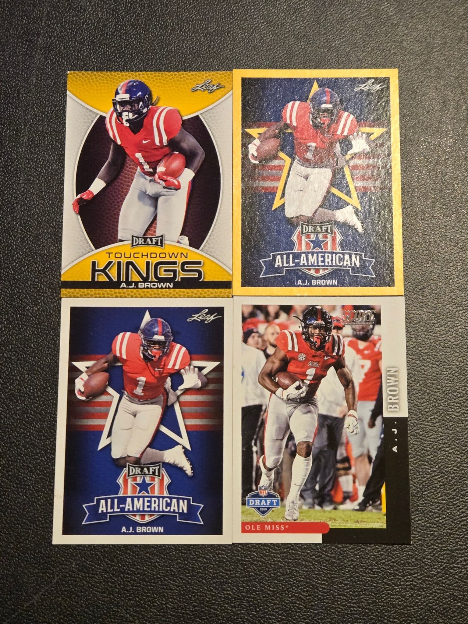 Leaf Draft AJ Brown Trading Card Lot of 4 Ole Miss Touchdown Kings All American - Image 1