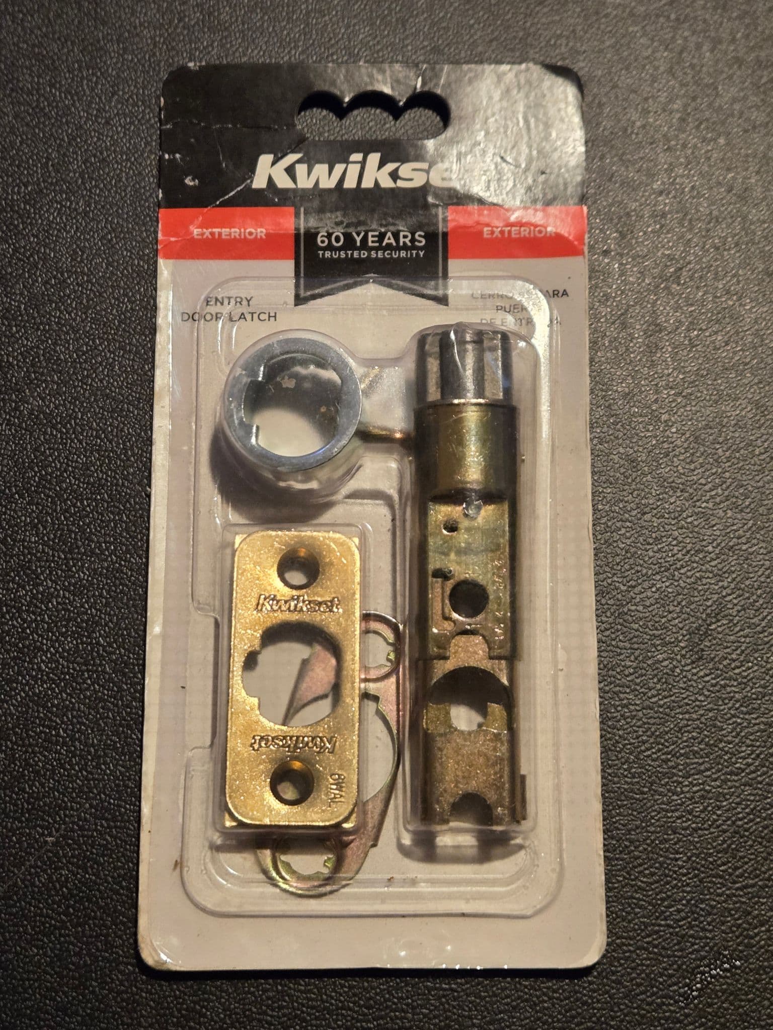 Kwikset Entry Door Latch Exterior Residential Door Latch Brass Finish New - Image 1