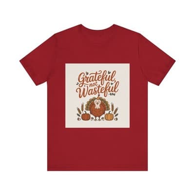 Grateful Not Wasteful Tee, Fall Thanksgiving T-Shirt, Unisex Short Sleeve - Image 1