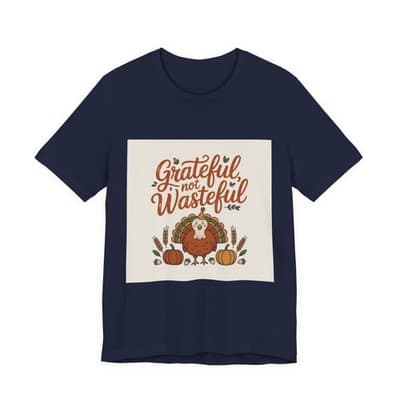 Grateful Not Wasteful Tee, Fall Thanksgiving T-Shirt, Unisex Short Sleeve - Thumbnail 3