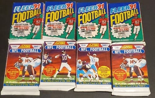 Fleer And Score NFL 1991 8 Pack Lot 4 Each - Image 1