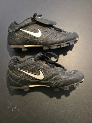 Nike Baseball Cleats Youth 1Y Black Lace Cover Molded Studs Used Vintage 90s - Thumbnail 6