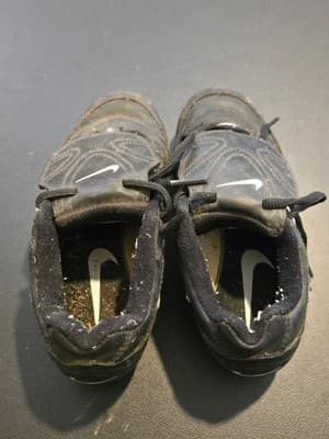 Nike Baseball Cleats Youth 1Y Black Lace Cover Molded Studs Used Vintage 90s - Thumbnail 3
