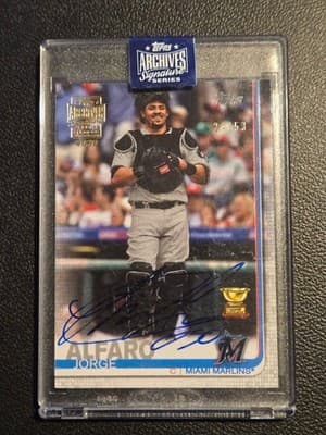 Topps 2020 Archives Signature Series Jorge Alfaro Miami Marlins Autograph 24/53 - Image 1