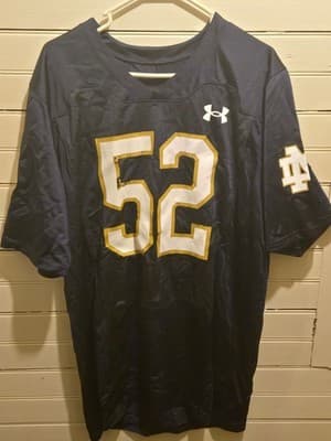 Under Armour Jersey Mens L Notre Dame Marsico 52 Navy Gold Football Authentic - Thumbnail 2