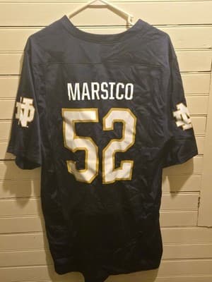 Under Armour Jersey Mens L Notre Dame Marsico 52 Navy Gold Football Authentic - Image 1