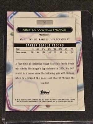 2023-24 Topps Chrome Cosmic #52 Metta World Peace - Thumbnail 2