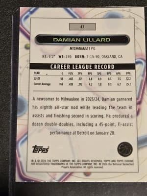 2023-24 Topps Chrome Cosmic #41 Damian Lillard - Thumbnail 2