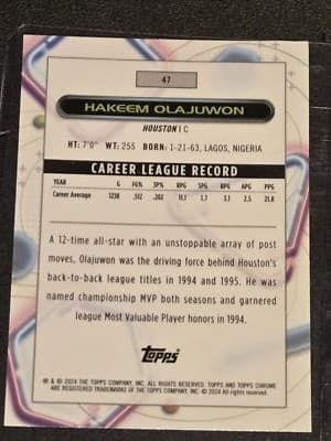 2023-24 Topps Chrome Cosmic #47 Hakeem Olajuwon - Thumbnail 2