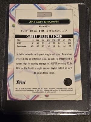 2023-24 Topps Chrome Cosmic #7 Jaylen Brown - Thumbnail 2
