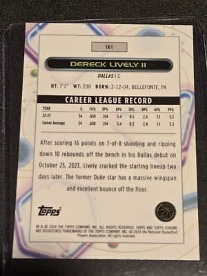 2023-24 Topps Chrome Cosmic #161 Dereck Lively II - Thumbnail 2