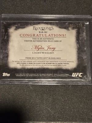 2014 Topps UFC Bloodlines #BAR-MJ Myles Jury Autograph Relics #/175 - Thumbnail 2