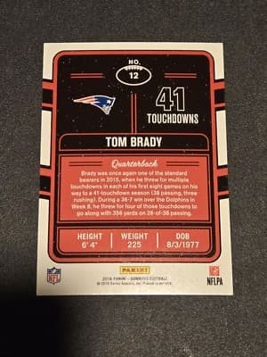 2016 Donruss #12 Tom Brady Production Line Touchdowns - Thumbnail 2