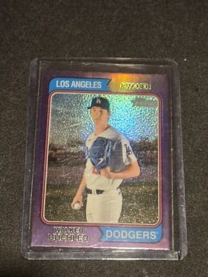2023 Topps Heritage #348 Walker Buehler Chrome Purple Refractor - Image 1