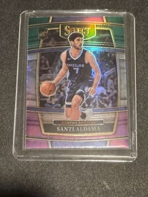2021-22 Panini Select #64 Santi Aldama Green White Purple Prizms - Image 1