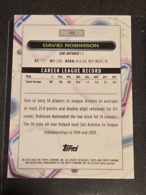 2023-24 Topps Chrome Cosmic #112 David Robinson - Thumbnail 2