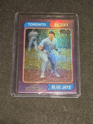 2023 Topps Heritage #378 Matt Chapman Chrome Purple Refractor - Image 1