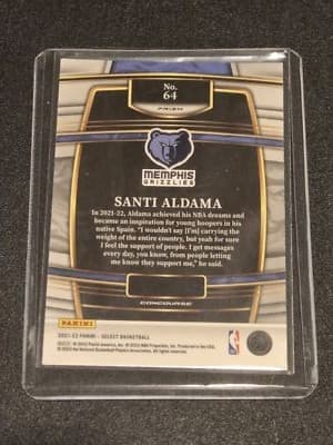 2021-22 Panini Select #64 Santi Aldama Green White Purple Prizms - Thumbnail 2