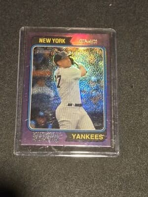 2023 Topps Heritage #81 Giancarlo Stanton Chrome Purple Refractor - Image 1