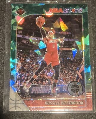 2019-20 Hoops Premium Stock #129 Russell Westbrook Prizms Green Cracked Ice - Image 1