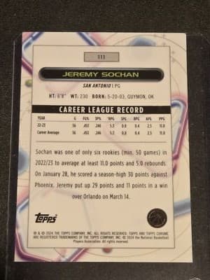 2023-24 Topps Chrome Cosmic #111 Jeremy Sochan - Thumbnail 2