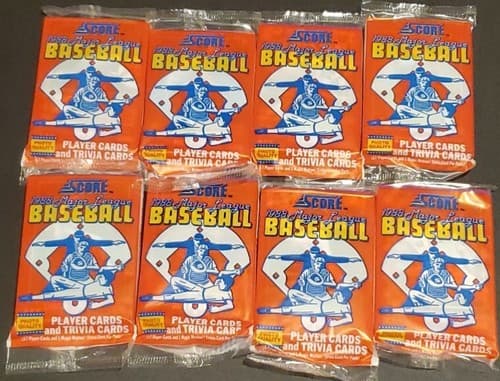 8x Lot 1988 SCORE Major League Baseball Cards FACTORY SEALED MLB 17 Cards/Pack - Image 1