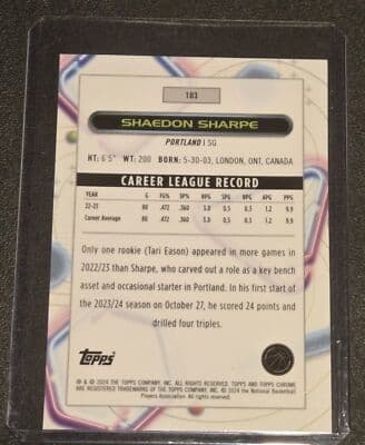 2023-24 Topps Chrome Cosmic #103 Shaedon Sharpe - Thumbnail 2